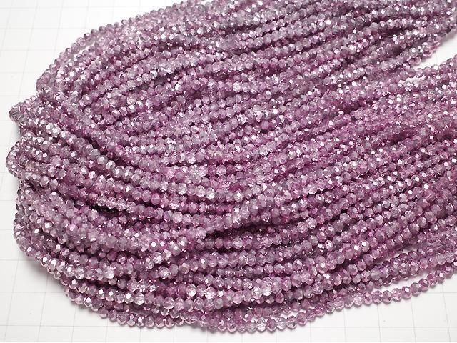 Glasperlen facettierte Knopf-Rondelle 3,5x3,5x2,5mm rauchig rosa halb-beschichtet 1Strang Perlen (ca. 13 Zoll/32 cm)