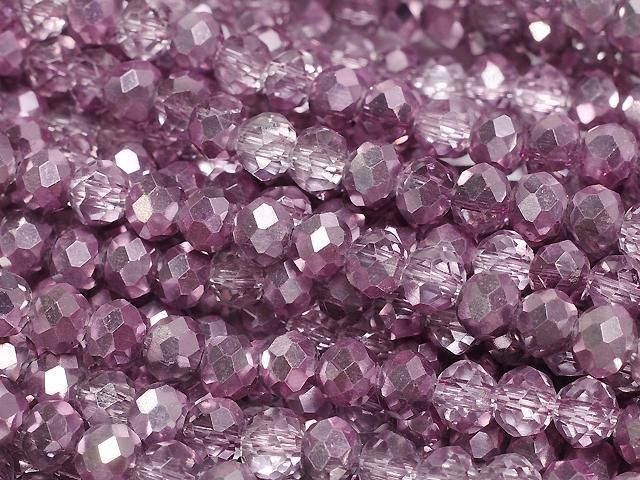 Glasperlen facettierte Knopf-Rondelle 4,5x4,5x3,5mm rauchig rosa halb-beschichtet 1Strang Perlen (ca. 15 Zoll/37 cm)