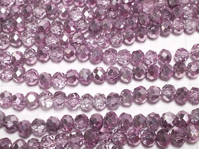 Glasperlen facettierte Knopf-Rondelle 4,5x4,5x3,5mm rauchig rosa halb-beschichtet 1Strang Perlen (ca. 15 Zoll/37 cm)
