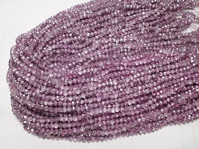 Glasperlen facettierte Knopf-Rondelle 4,5x4,5x3,5mm rauchig rosa halb-beschichtet 1Strang Perlen (ca. 15 Zoll/37 cm)