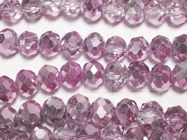 Glasperlen facettierte Knopf-Rondelle 6x6x4,5mm rauchig rosa halb-beschichtet 1Strang Perlen (ca. 15 Zoll/37 cm)