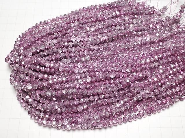 Glasperlen facettierte Knopf-Rondelle 6x6x4,5mm rauchig rosa halb-beschichtet 1Strang Perlen (ca. 15 Zoll/37 cm)