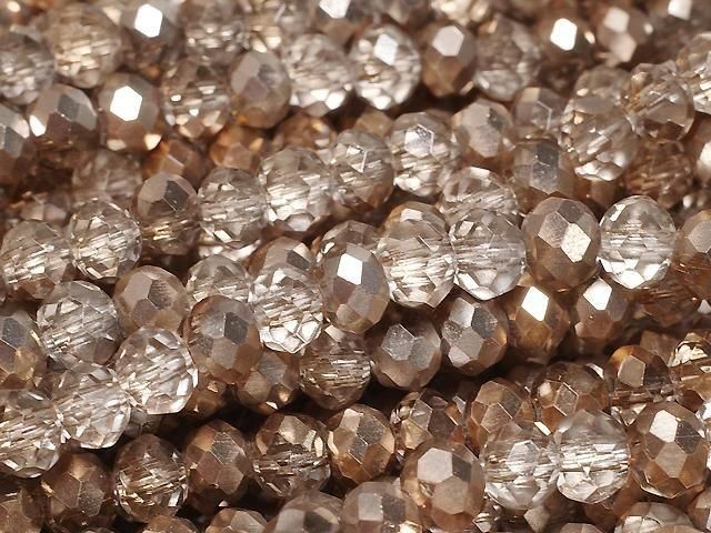 Glasperlen facettierte Knopf-Rondelle 4,5x4,5x3,5mm braun halb-beschichtet 1 Strang Perlen (ca. 15 Zoll/36 cm)