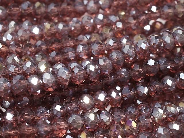 Glasperlen facettierte Knopf-Rondelle 3,5x3,5x2,5mm klar rot silber - AB 1 Strang Perlen (ca. 14 Zoll/34 cm)