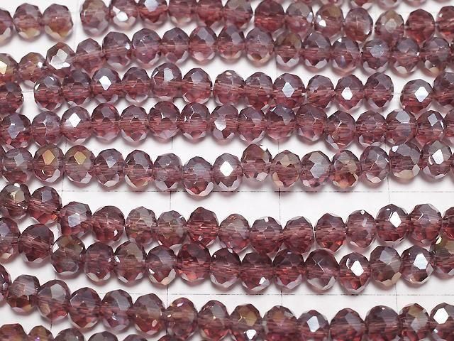 Glasperlen facettierte Knopf-Rondelle 3,5x3,5x2,5mm klar rot silber - AB 1 Strang Perlen (ca. 14 Zoll/34 cm)