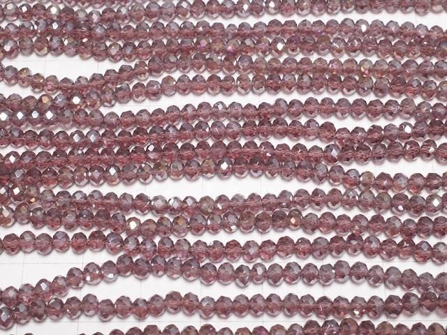 Glasperlen facettierte Knopf-Rondelle 3,5x3,5x2,5mm klar rot silber - AB 1 Strang Perlen (ca. 14 Zoll/34 cm)