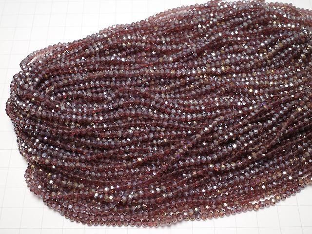 Glasperlen facettierte Knopf-Rondelle 3,5x3,5x2,5mm klar rot silber - AB 1 Strang Perlen (ca. 14 Zoll/34 cm)