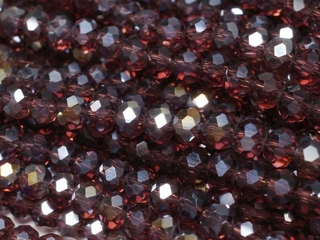 Glasperlen facettierte Knopf-Rondelle 4,5x4,5x3,5mm klar rot silber - AB 1 Strang Perlen (ca. 15 Zoll/38 cm)