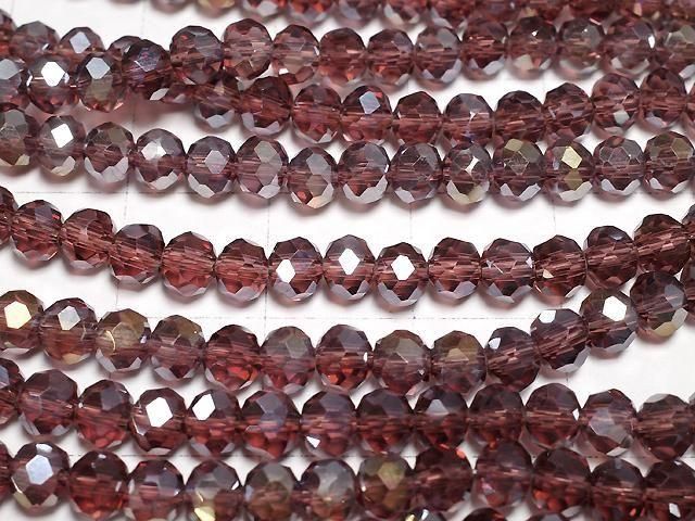 Glasperlen facettierte Knopf-Rondelle 4,5x4,5x3,5mm klar rot silber - AB 1 Strang Perlen (ca. 15 Zoll/38 cm)