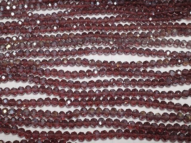Glasperlen facettierte Knopf-Rondelle 4,5x4,5x3,5mm klar rot silber - AB 1 Strang Perlen (ca. 15 Zoll/38 cm)