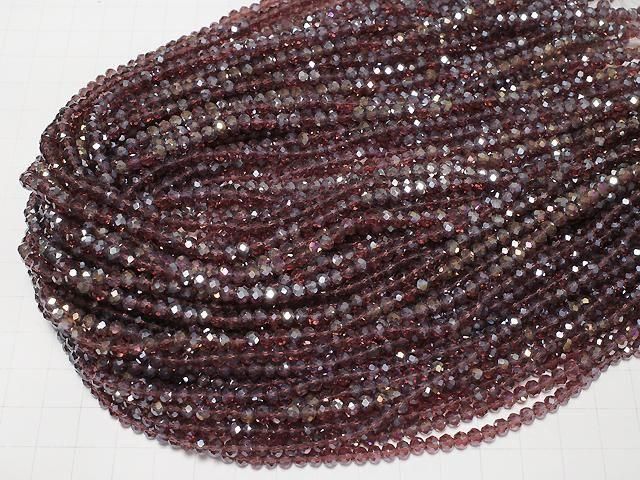 Glasperlen facettierte Knopf-Rondelle 4,5x4,5x3,5mm klar rot silber - AB 1 Strang Perlen (ca. 15 Zoll/38 cm)