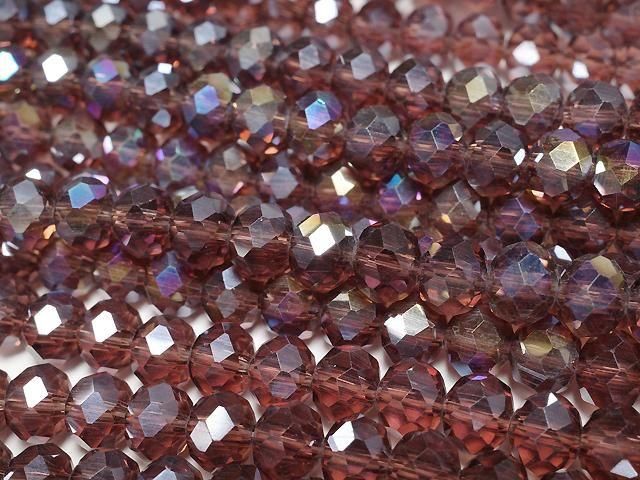 Glasperlen facettierte Knopf-Rondelle 6x6x4,5mm klar rot silber - AB 1 Strang Perlen (ca. 15 Zoll/38 cm)