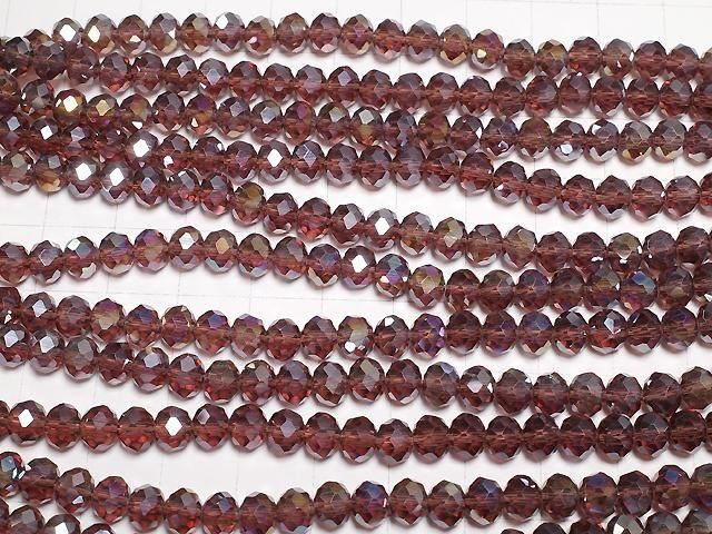 Glasperlen facettierte Knopf-Rondelle 6x6x4,5mm klar rot silber - AB 1 Strang Perlen (ca. 15 Zoll/38 cm)