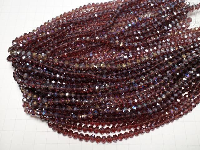 Glasperlen facettierte Knopf-Rondelle 6x6x4,5mm klar rot silber - AB 1 Strang Perlen (ca. 15 Zoll/38 cm)