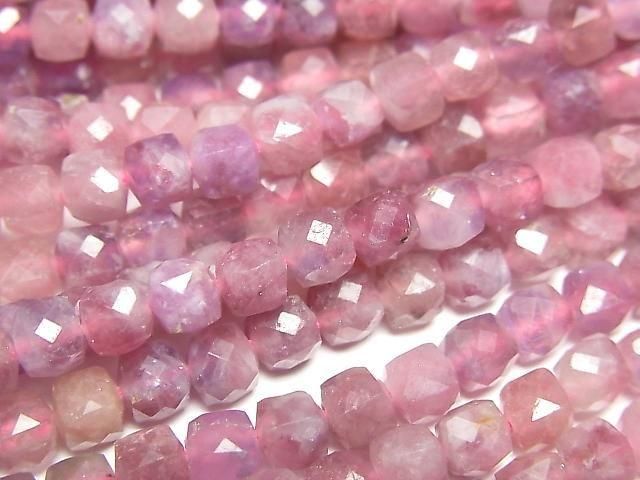 Hochwertig! Rosa Turmalin Silica AA Würfelform 4.5x4.5x4.5mm halb oder 1 Strang Perlen (ca. 15 Zoll/37 cm)