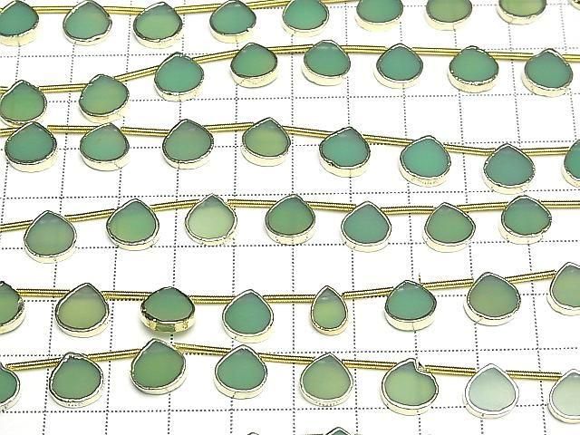 Apfelgrün Chalcedon Fassung Kastanie halb oder 1 Strang Perlen (ca. 7 Zoll/17 cm)