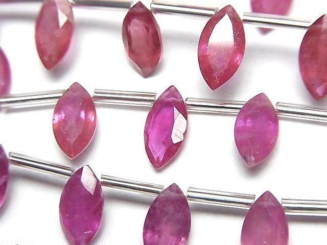 Hochwertiger Rubin AA++ Marquise facettiert 10x5mm halb oder 1 Strang Perlen (8 Stück)