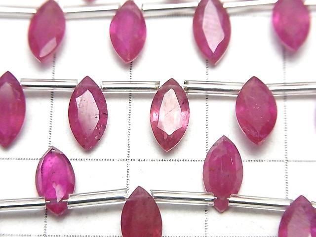 Hochwertiger Rubin AA++ Marquise facettiert 10x5mm halb oder 1 Strang Perlen (8 Stück)