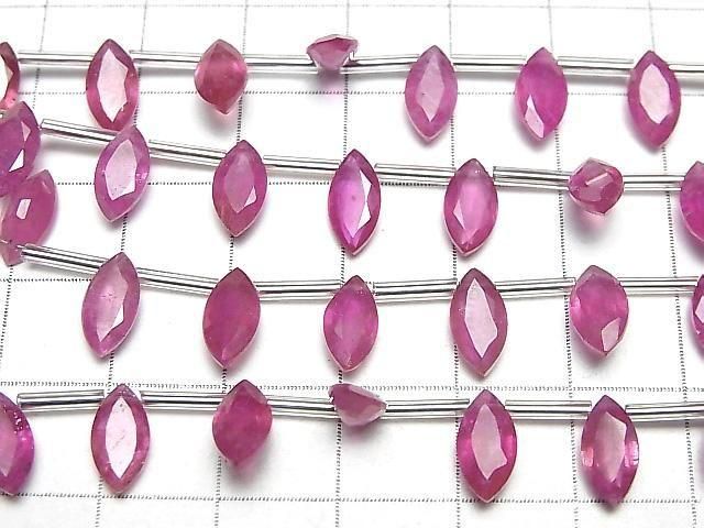 Hochwertiger Rubin AA++ Marquise facettiert 10x5mm halb oder 1 Strang Perlen (8 Stück)