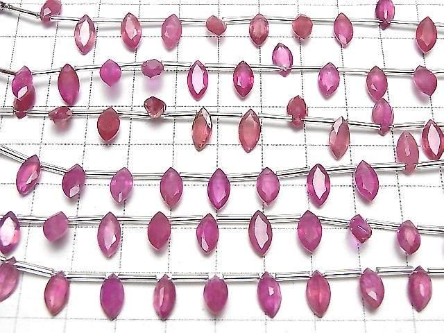 Hochwertiger Rubin AA++ Marquise facettiert 10x5mm halb oder 1 Strang Perlen (8 Stück)