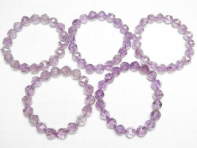 Hochwertig! Amethyst x Rauch AA++ Stern facettiert Rund 11mm Armband