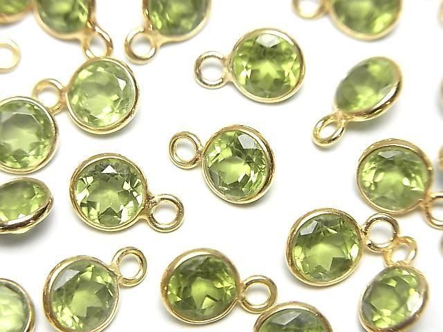 Hochwertiger Peridot AAA Fassung Rund facettiert 6x6mm 18KGP 3 Stück