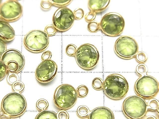 Hochwertiger Peridot AAA Fassung Rund facettiert 6x6mm 18KGP 3 Stück