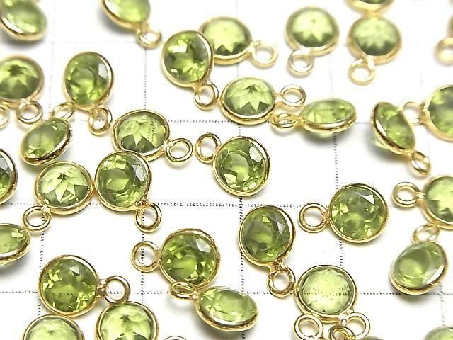 Hochwertiger Peridot AAA Fassung Rund facettiert 6x6mm 18KGP 3 Stück