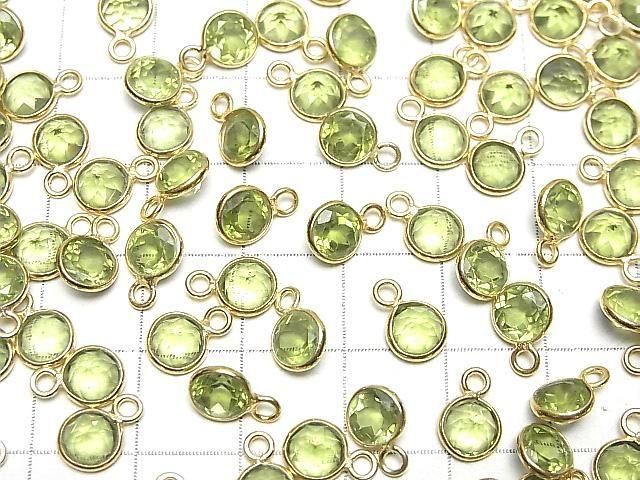 Hochwertiger Peridot AAA Fassung Rund facettiert 6x6mm 18KGP 3 Stück
