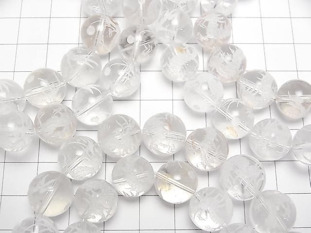 龍 (四神獸) 雕刻!水晶 AAA 級圓珠 12mm 1 串 (手鍊)
