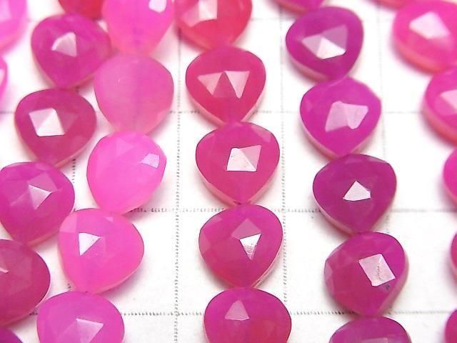 Fuchsia Pink Chalcedon AAA- Vertikale Bohrung Kastanienform 8x8mm halb oder 1 Strang Perlen (18 Stück)