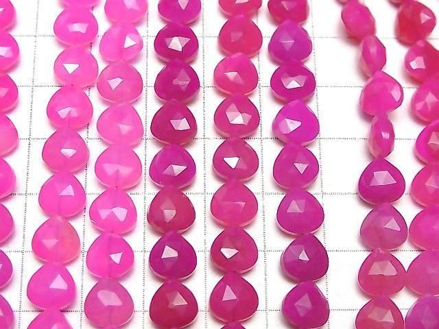 Fuchsia Pink Chalcedon AAA- Vertikale Bohrung Kastanienform 8x8mm halb oder 1 Strang Perlen (18 Stück)