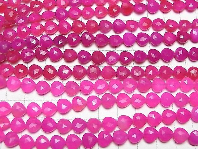 Fuchsia Pink Chalcedon AAA- Vertikale Bohrung Kastanienform 8x8mm halb oder 1 Strang Perlen (18 Stück)