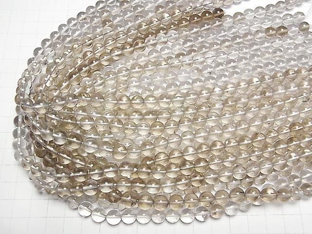 Natürlicher unbehandelter rauchiger Quarz rund 8mm halb oder 1 Strang Perlen (ca. 15 Zoll/36 cm)