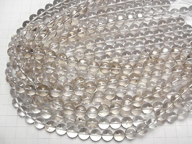 Natürlicher unbehandelter rauchiger Quarz rund 10mm halb oder 1 Strang Perlen (ca. 15 Zoll/36 cm)