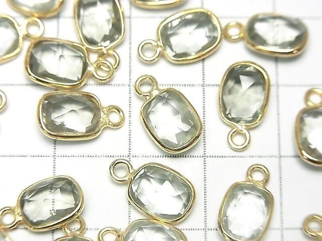 Hochwertiger grüner Amethyst AAA Zargenfassung Rechteckig-Facettiert Oval 9x7mm 18KGP 3Stück