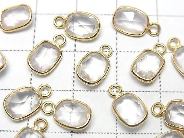 Hochwertiger Rosenquarz AAA Zargenfassung Rechteckig-Facettiert Oval 9x7mm 18KGP 3Stück