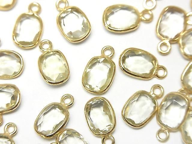 Hochwertiger Zitronenquarz AAA Zargenfassung Rechteckig-Facettiert Oval 9x7mm 18KGP 3Stück