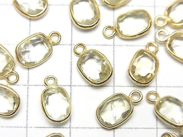 Hochwertiger Zitronenquarz AAA Zargenfassung Rechteckig-Facettiert Oval 9x7mm 18KGP 3Stück