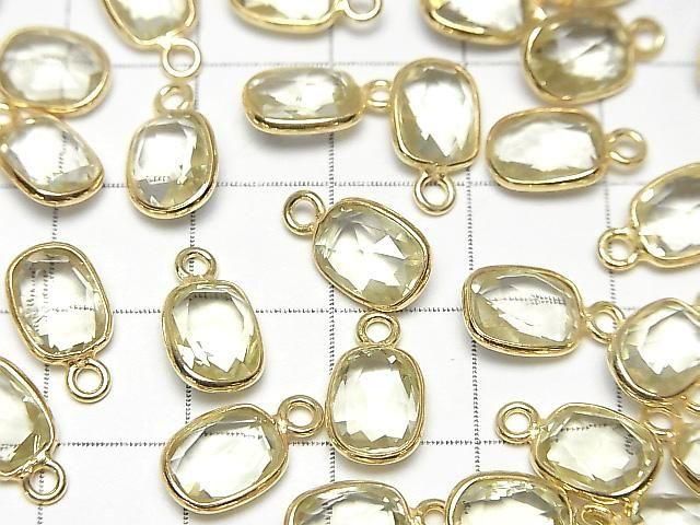Hochwertiger Zitronenquarz AAA Zargenfassung Rechteckig-Facettiert Oval 9x7mm 18KGP 3Stück
