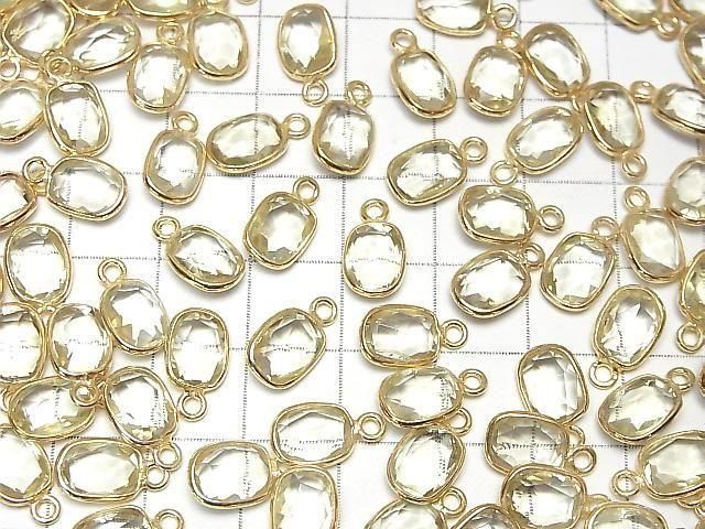 Hochwertiger Zitronenquarz AAA Zargenfassung Rechteckig-Facettiert Oval 9x7mm 18KGP 3Stück