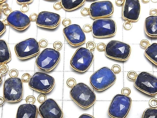 Hochwertiger Lapislazuli AAA- Zargenfassung Rechteckig-Facettiert Oval 9x7mm 18KGP 3Stück