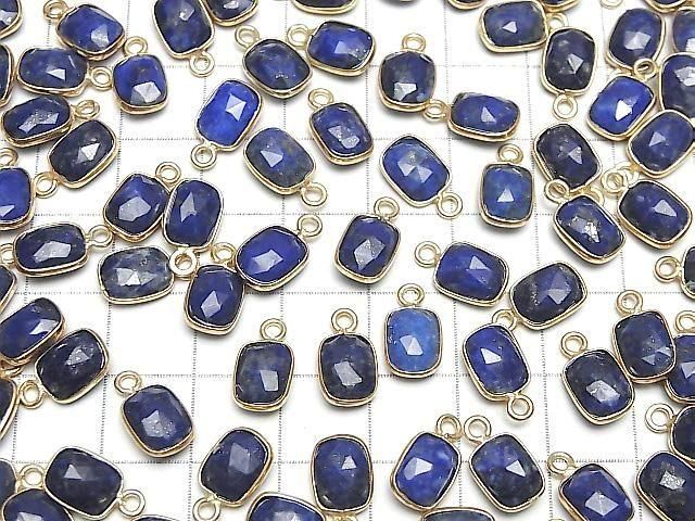 Hochwertiger Lapislazuli AAA- Zargenfassung Rechteckig-Facettiert Oval 9x7mm 18KGP 3Stück