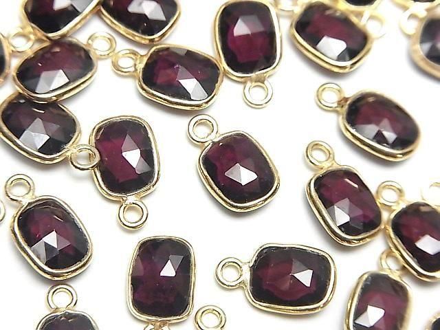 Hochwertiger Mozambique Granat AAA- Zargenfassung Rechteckig-Facettiert Oval 9x7mm 18KGP 2Stück