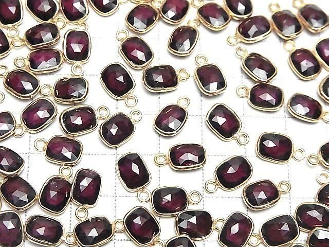 Hochwertiger Mozambique Granat AAA- Zargenfassung Rechteckig-Facettiert Oval 9x7mm 18KGP 2Stück