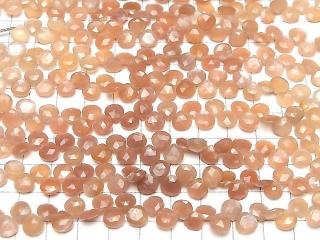 Hochwertiger orange Moonstone AA++ Kastanienförmig Facettierte Briolette 7x7mm Farbverlauf 1Strang Perlen (ca. 6Zoll/14cm)