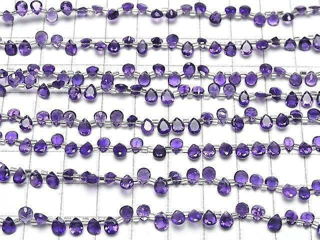 Hochwertiger Amethyst AAA Birnenform Facettiert 5x4mm 1Strang Perlen (28Stück)