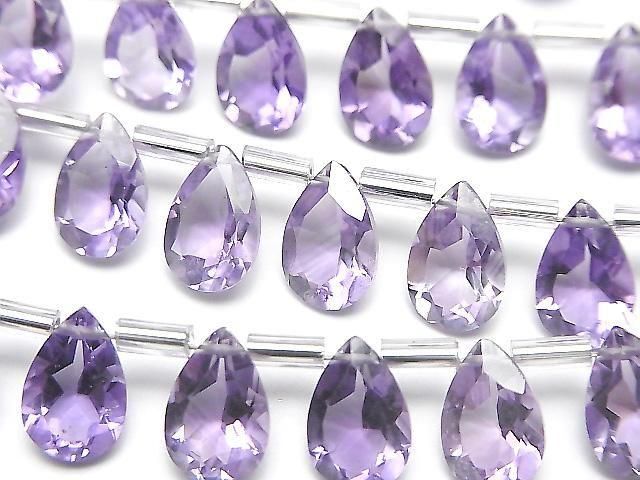高品質紫水晶 AAA 梨形刻面 9x6mm 半串或一串珠子(18 顆)