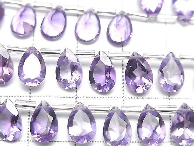 高品質紫水晶 AAA 梨形刻面 9x6mm 半串或一串珠子(18 顆)