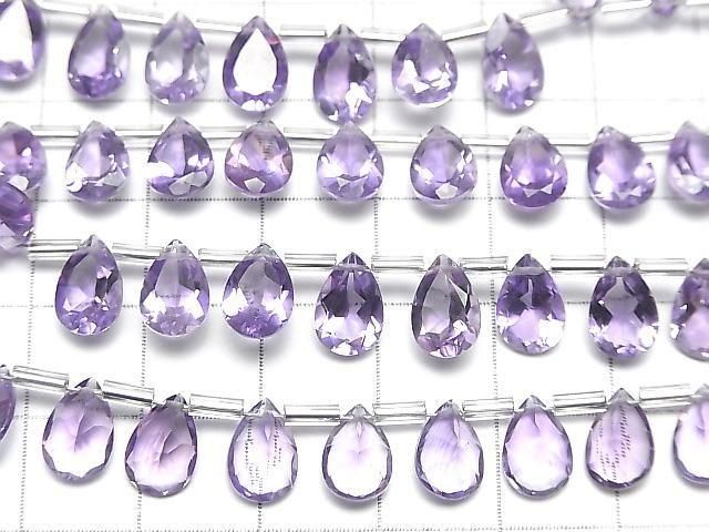 高品質紫水晶 AAA 梨形刻面 9x6mm 半串或一串珠子(18 顆)